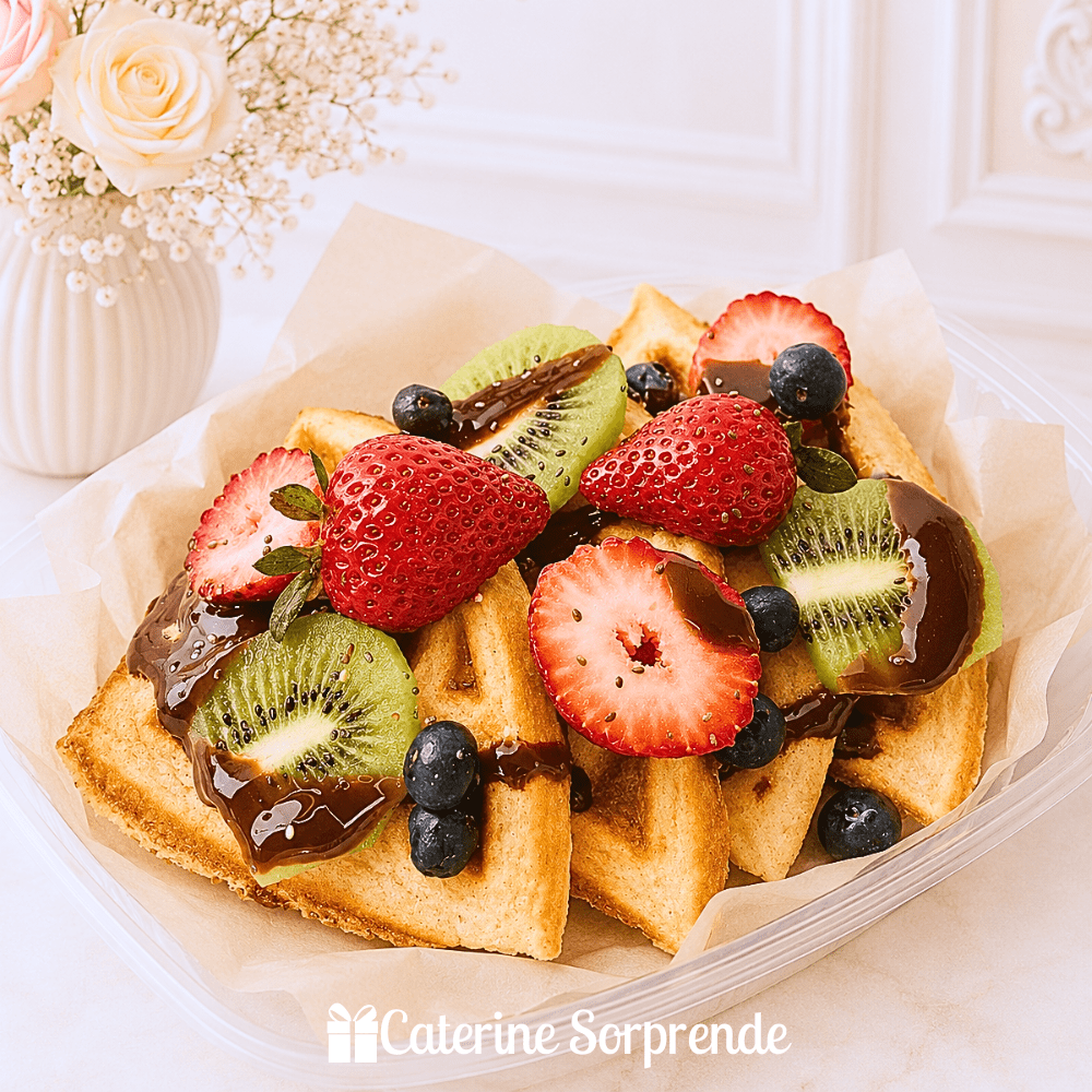 WAFFLE, FRUTAS Y ADEREZO
